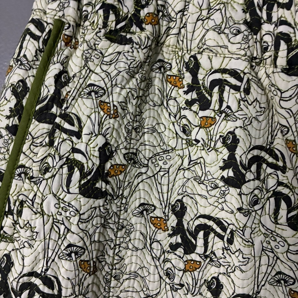 NEW DISNEY PARKS Bambi Quilted Pants Size L Thumper Flower Allover Print Green - Picture 4 of 11